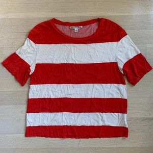 Acne Studios White & Red Striped Tee